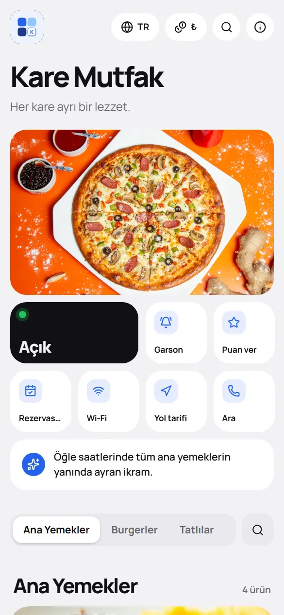 Bento QR menü tasarımı