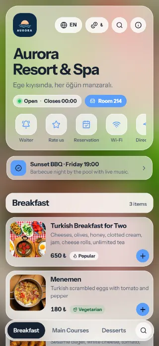 Cam QR menü tasarımı