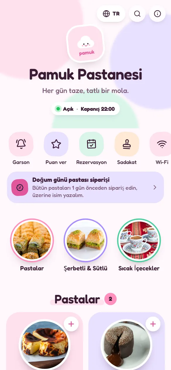 Pastel QR menü tasarımı